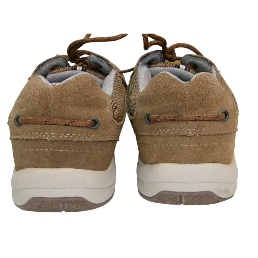 Magellan Men's Tan Suede Mesh Moc Toe Lace Up Boat Shoe Sneaker 12 Brown